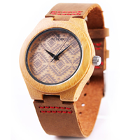 Redear® Men Jewelry Watch Cowhide with Bamboo & Glass & Stainless Steel plated natural & adjustable & for man Approx 8.8 Inch Sold By PC