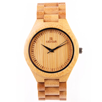 Redear® Men Jewelry Watch Cowhide with Bamboo & Glass & Stainless Steel plated natural & adjustable & for man Approx 8 Inch Sold By PC