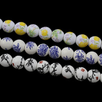 Udskrivning af porcelæn perler, Runde, forskellig størrelse for valg, flere farver til valg, Hole:Ca. 2mm, 100pc'er/Bag, Solgt af Bag