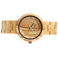 Redear® Unisex Jewelry Watch Sandalwood with Bamboo & Glass & Stainless Steel plated natural Approx 8 Inch Sold By PC