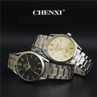 CHENXI® Mannen Sieraden Horloge, Roestvrij staal, met zinklegering wijzerplaat & Glas, plated, voor de mens, meer kleuren voor de keuze, Lengte Ca 9.8 inch, 3pC's/Lot, Verkocht door Lot