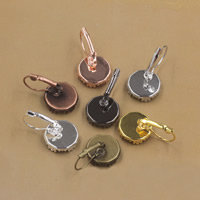 Brass Lever Back Earring Blank Flat Round plated nickel lead & cadmium free 12-15mm Sold By Bag