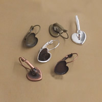 Brass Lever Back Earring Component Heart plated nickel lead & cadmium free 12-15mm Sold By Bag