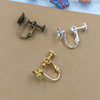 Messing Schroef Back Clip-on Earring Bevindingen, plated, meer kleuren voor de keuze, nikkel, lood en cadmium vrij, 14x17mm, 20pC's/Bag, Verkocht door Bag