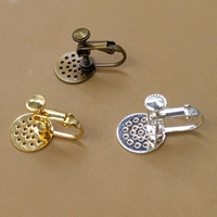 Brass Screw Back Clip-on Earring Findings Flat Round plated nickel lead & cadmium free Inner Approx 12mm Sold By Bag