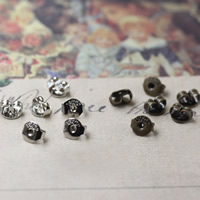 Brass Ear Nut Component plated with letter pattern nickel lead & cadmium free 4mm Sold By Bag