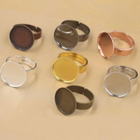 Brass Bezel Ring Base Flat Round plated & adjustable nickel lead & cadmium free 12-30mm US Ring Sold By Bag