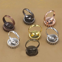 Brass Ring Bezel Base, Ορείχαλκος, Λουλούδι, επιχρυσωμένο, ρυθμιζόμενο, περισσότερα χρώματα για την επιλογή, νικέλιο, μόλυβδο και κάδμιο ελεύθεροι, 12-15mm, Εσωτερική διάμετρος:Περίπου 15mmmm, Μέγεθος:6-9, 20PCs/τσάντα, Sold Με τσάντα