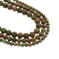 Unakit Perlen, Unakite, rund, natürlich, verschiedene Größen vorhanden, Bohrung:ca. 1mm, verkauft per ca. 15.5 ZollInch Strang