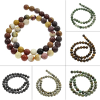 Perles de pierres précieuses mixtes, pierre gemme, Rond, naturel, différents matériaux pour le choix, 8mm, Trou:Environ 1mm, Environ 48PC/brin, Vendu par Environ 15.5 pouce brin