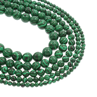 Malakit perler, Syntetisk + Malachit, Runde, syntetisk, forskellig størrelse for valg, Hole:Ca. 1mm, Solgt Per Ca. 15.5 inch Strand