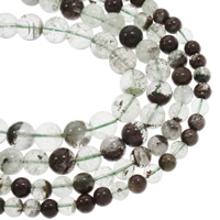 Quarzo fantasma verde perla, Cerchio, naturale, formato differente per scelta, Foro:Appross. 1mm, Venduto per Appross. 15.5 pollice filo