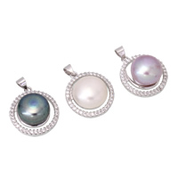 Freshwater Pearl Pendants 925 Sterling Silver with Freshwater Pearl real silver plated micro pave cubic zirconia Approx Sold By PC