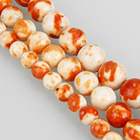 Dyed Jade Beads Round orange Length Approx 16 Inch Sold By Lot