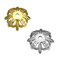 Brass Bead Cap Flower plated micro pave cubic zirconia nickel lead & cadmium free Approx 1mm Sold By Lot