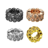 Cubic Zirconia Micro Pave Brass European Beads Donut plated & micro pave cubic zirconia nickel lead & cadmium free Sold By Lot