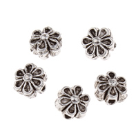 Tibetan Style Flower Beads, antique silver color plated, lead & cadmium free, 12x5mm, Hole:Approx 1mm, Approx 3300PCs/KG, Sold By KG