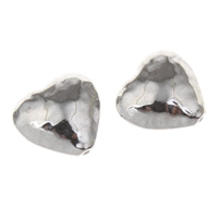Clearance smykker perler, Zinc Alloy, Heart, platin farve forgyldt, bly & cadmium fri, 14x14x6mm, Hole:Ca. 1mm, Ca. 285pc'er/KG, Solgt af KG
