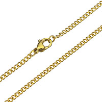Cadeia do aço inoxidável Nekclace, cromado de cor dourada, torção oval, 3x2.50x1.50mm, comprimento Aprox 24 inchaltura, 5vertentespraia/Lot, vendido por Lot