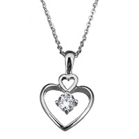 Stainless Steel Jewelry Necklace, Heart, oval chain & for woman & with cubic zirconia, original color, 16x23.5mm, 1.5mm, Sold Per Approx 18 Inch Strand