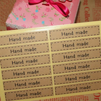 Sealing Sticker Kraft Rectangle word hand made sticky Sold By Bag