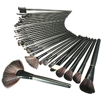 Wood Makeup Brush Set with Artificial Fibre & PU Leather 5-25x160-200x5-19mm Sold By Set