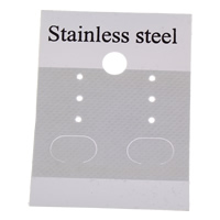 Plastic Earring Stud Display Board Rectangle with letter pattern & decal white Sold By Bag