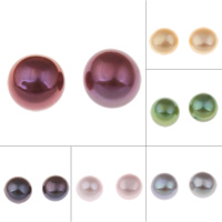 Natürliche kultivierte Süßwasserperlen Perle, halbgebohrt, keine, 9-9.5mm, Bohrung:ca. 0.8mm, verkauft von Paar