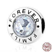 Thailand Sterling Silver European Bead Flat Round & with letter pattern & without troll & with cubic zirconia Approx 4.5mm Sold By PC