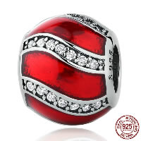 Thailand Sterling Silver European Bead, Drum, without troll & enamel & with cubic zirconia, 11x11x9mm, Hole:Approx 4.5mm, Sold By PC