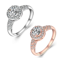 Brass Finger Ring Flat Round plated & micro pave cubic zirconia & for woman nickel lead & cadmium free 10mm Sold By Lot