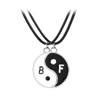 Zinc Alloy Jewelry Necklace with Waxed Nylon Cord with 1.9lnch extender chain Flat Round silver color plated ying yang & for woman & enamel nickel lead & cadmium free Length Approx 17.7 Inch Sold By Pair