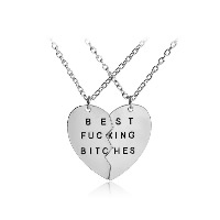 Zinc Alloy Jewelry Necklace with 1.9lnch extender chain Heart silver color plated oval chain & with letter pattern & for woman & enamel nickel lead & cadmium free Length Approx 17.7 Inch Sold By Pair