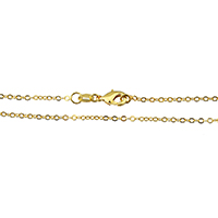 Латунь ожерелье цепь, плакированный настоящим золотом, Высокое качество и никогда не выцветает & Овальный цепь, не содержит никель, свинец, 2x1.50x0.10mm, длина Приблизительно 18 дюймовый, 10пряди/Лот, продается Лот