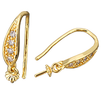 Brass Earring Hook real gold plated with rhinestone nickel lead & cadmium free  Sold By Lot
