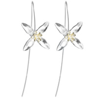 Brass Earring Flower plated for woman lead & cadmium free Sold By Pair