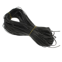 cuir PU corde, noire, 2.1x0.7mm, Environ 100m/PC, Vendu par PC