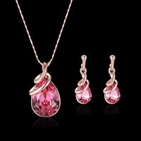 Crystal Jewelry Sets earring & necklace Zinc Alloy with iron chain & Crystal stainless steel post pin rose gold color plated bar chain & faceted lead & cadmium free  Length Approx 15.5 Inch Sold By Set