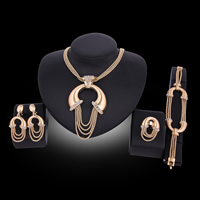 Zinc Alloy Jewelry Sets finger ring & bracelet & earring & necklace stainless steel post pin gold color plated lantern chain & with rhinestone lead & cadmium free US Ring Length Approx 7.5 Inch Approx 15.5 Inch Sold By Set