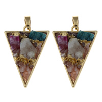 Ice Quartz Agate Pendant with Zinc Alloy Triangle gold color plated druzy style Approx Sold By Bag