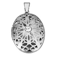 Fashion Locket Pendants Stainless Steel Flat Oval with rhinestone & hollow original color Approx Inner Approx Sold By PC