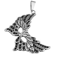 Stainless Steel Animal Pendants Butterfly with rhinestone & blacken Approx Sold By PC