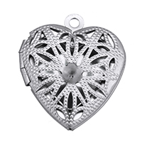 Stainless Steel Locket Pendant Setting Heart hollow original color Approx 1.3mm Inner Approx 3mm Sold By Lot