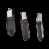 Clear Quartz Hänge, med Zink Alloy, platina pläterad, blandad, 10x45x10-14x43x12mm, Hål:Ca 2.5mm, 2PC/Bag, Säljs av Bag