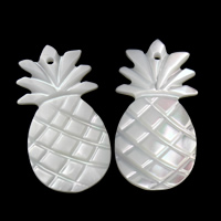 Natural White Shell Riipukset, Valkoinen kuori, Ananas, 25x13x1mm, Reikä:N. 1mm, Myymät PC