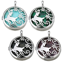 Gemstone Pendants Jewelry with Brass Flat Round silver color plated & Christmas jewelry & hollow Approx 4mm Sold By PC