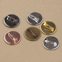 Brass Brooch Findings with Iron Flat Round plated nickel lead & cadmium free 20-25mm Sold By Bag