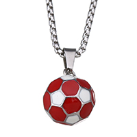 Unisex Necklace Stainless Steel Football box chain & enamel original color 2mm Length Approx 17 Inch Sold By Lot