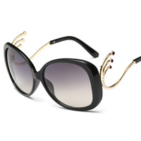 Fashion zonnebril, Hars, met PC plastic lens & Zinc Alloy, gold plated, voor vrouw & met strass, meer kleuren voor de keuze, 146x55x130mm, Verkocht door PC