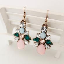 Acrylic Jewelry Earring Zinc Alloy with Acrylic gold color plated with rhinestone lead & cadmium free 35mm Sold By Pair